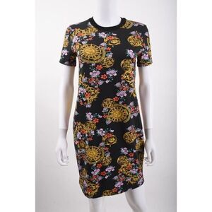 Versace Jeans Couture Womens Sunflower Garland T-Shirt Dress Sz 40 US 4 Black